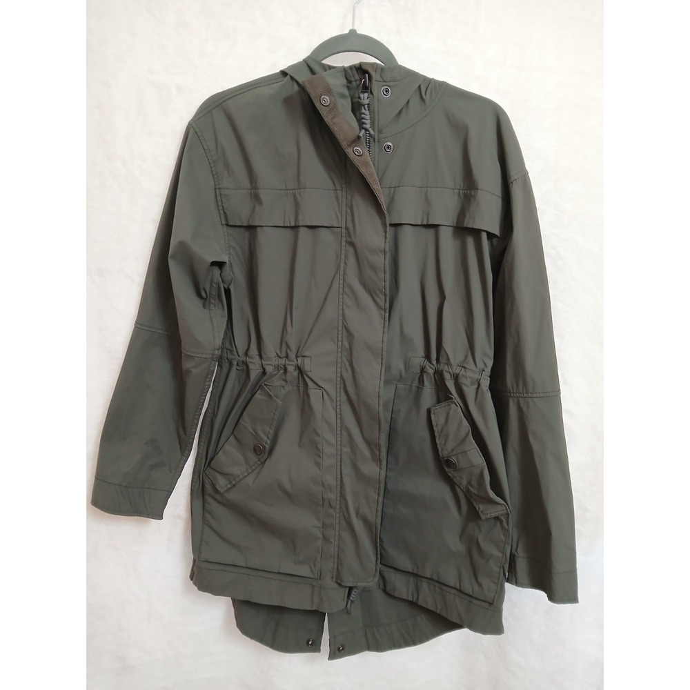 REI Cooperative Women's Forest Green Hooded Raincoat Drawstring Waist  Size S